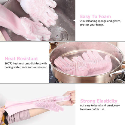 Silicone Gloves with Wash Scrubber