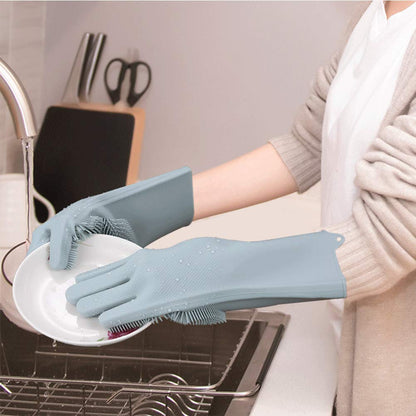 Silicone Gloves with Wash Scrubber