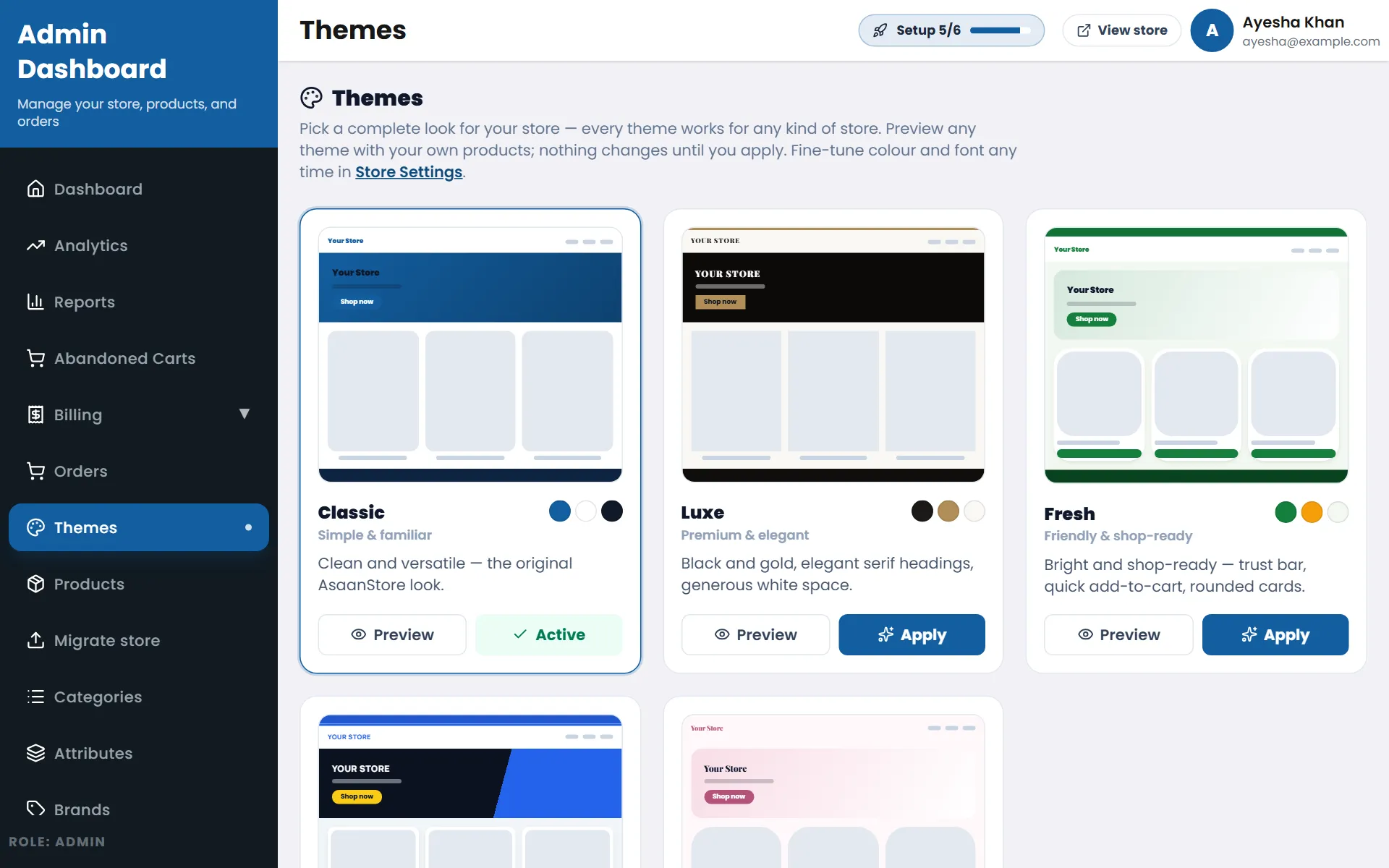 Choosing a theme