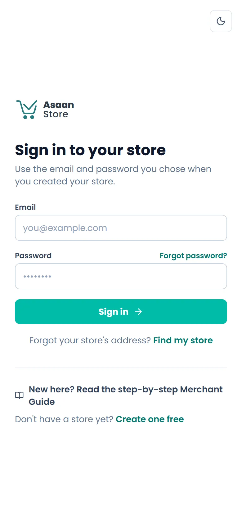 Signing in at asaanstore.com/login