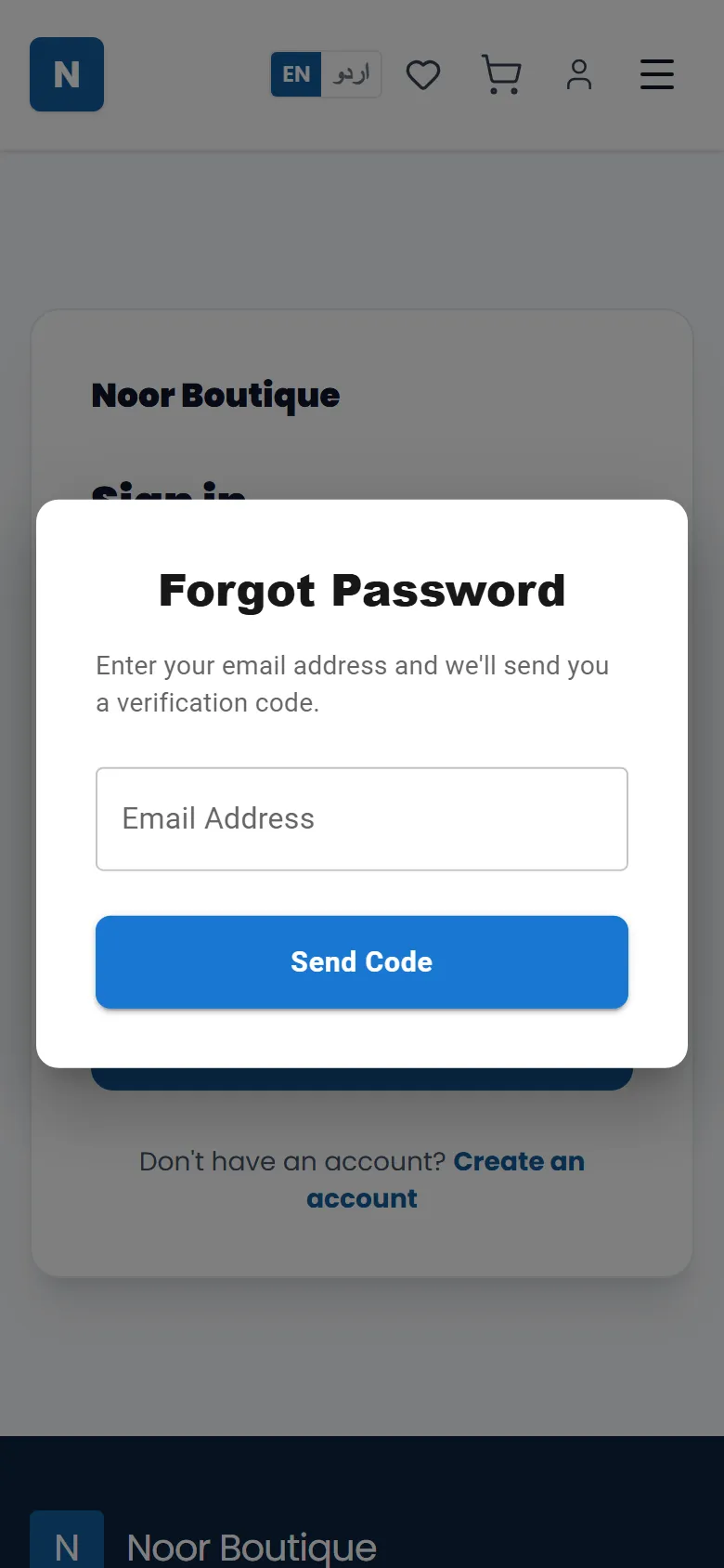 Resetting your password on your store's sign-in page